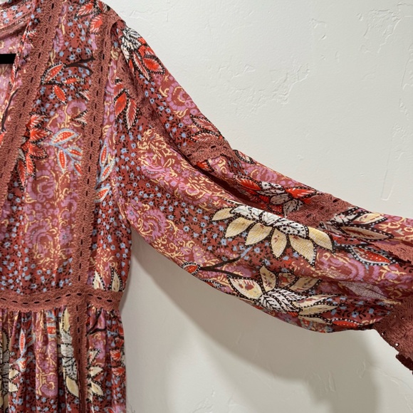 Free People Intimately FP Grasslands Kimono Robe Duster Sheer Rose Women's XS/S - Picture 12 of 15